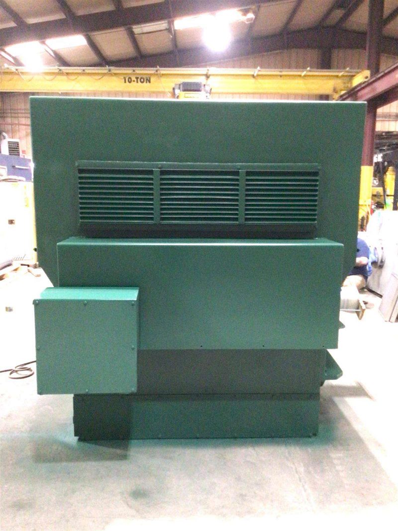 Siemens Allis WPII squirrel cage motor on the shop floor beneath a 10-ton overhead crane